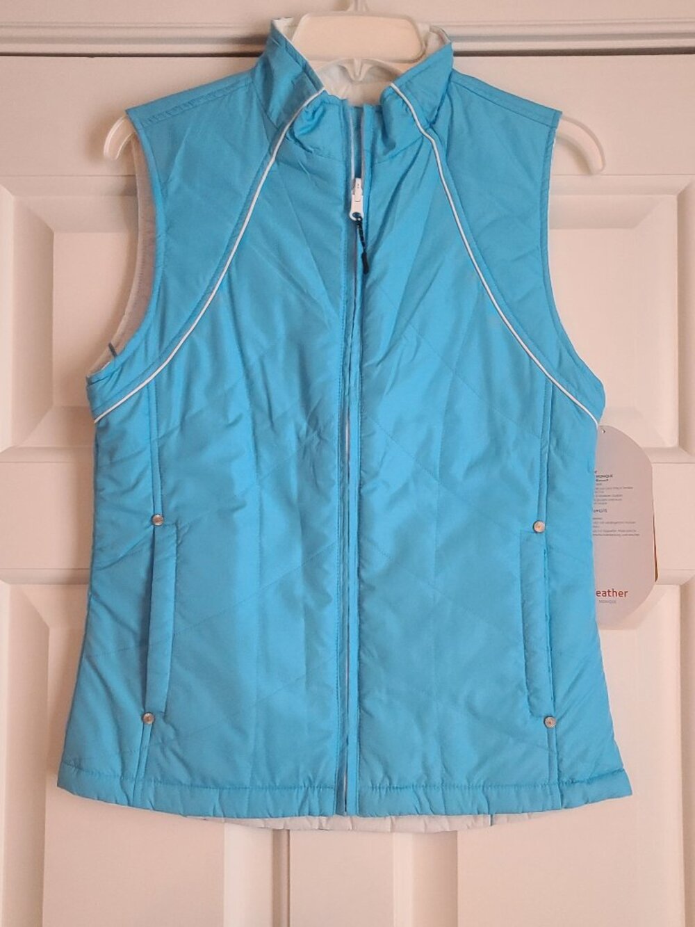 NWT Sunice Sz S Monique Reversible Lightweight Quilted Puffer Vest Blue White